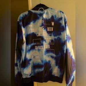Bershka Blue tie-dye lightweight Windbreaker
